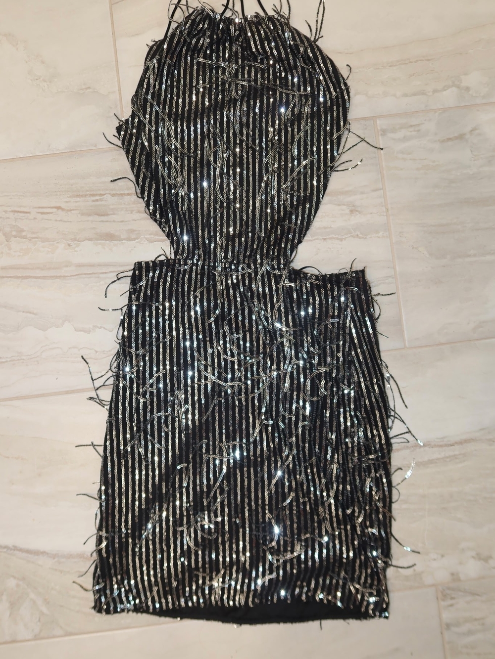 Sparkling Black & Silver Sequin Mini Dress
